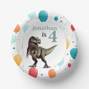 Bols En Carton Dinosaur T Rex Gris d'anniversaire