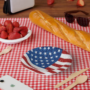 Bols En Carton Drapeau Américain 4 Juillet Paillettes