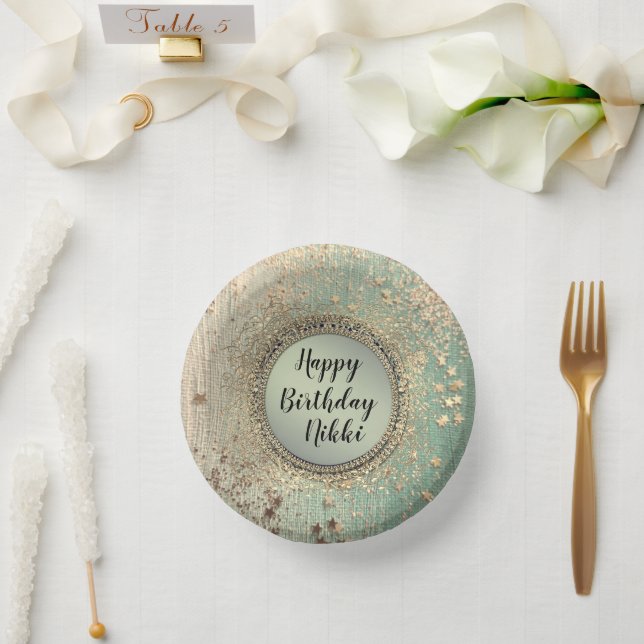 Bols En Carton Écrasage de poussière d'étoile sur papier Turquois (Mariage)