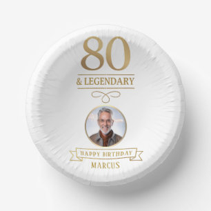 Bols En Carton Elégant Gold 80th & Legendary Birthday