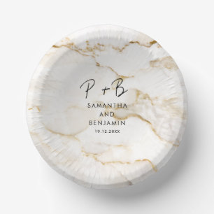 Bols En Carton Élégant Monogramme personnalisé Mariage effet marb