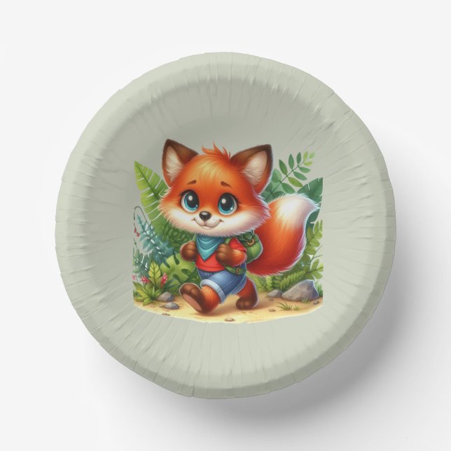 Bols En Carton Enfants mignons Camping & Randonnée fox party (Recto)
