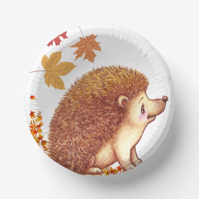 Bols En Carton Faune - Cute hérisson plaque de papier Thanksgivin (Recto)