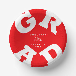 Bols En Carton Félicitations Grand Rouge et Blanc Personnalisé