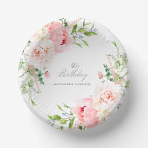 Bols En Carton Fête d'anniversaire 40 ans Fleurs de paeonie roses