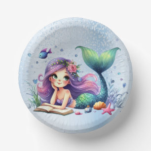 Bols En Carton Fête d'anniversaire aquarelle Sirène Mer Vie migno