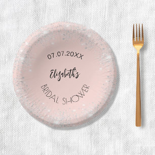 Bols En Carton Fête des mariées rose or argent nom