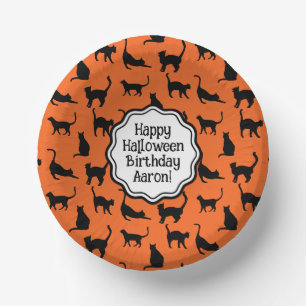 Bols En Carton Fête d'Halloween personnalisée Chat noir orange