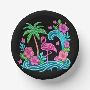 Bols En Carton Flamant rose de néon tropical