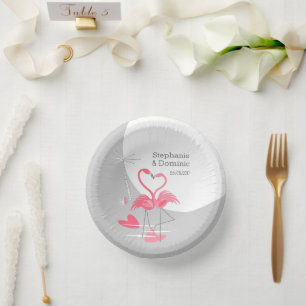 Bols En Carton Flamant rose Love Grosse Lune Noms Date