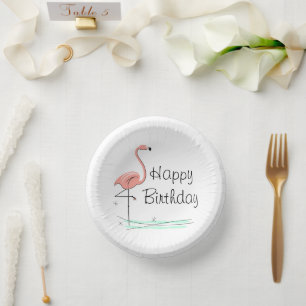Bols En Carton Flamant rose Océan Joyeux anniversaire