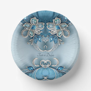 Bols En Carton Fleur Ornée Bleue