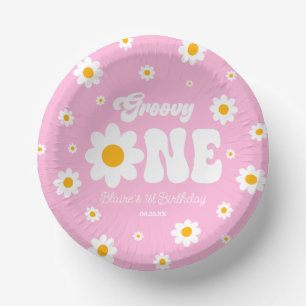 Bols En Carton Fleur Retro Daisy Super Un 1er anniversaire