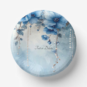 Bols En Carton Fleurs Bleues et Perles