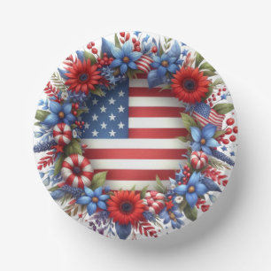 Bols En Carton Fleurs Drapeau Américain Patriotique