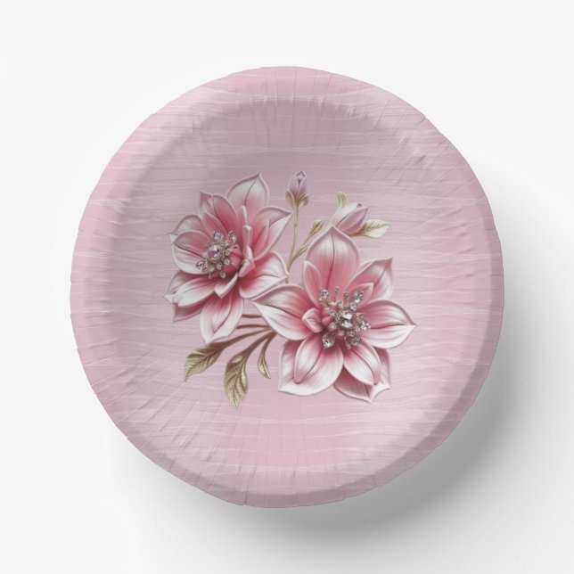 Bols En Carton Fleurs roses modernes (Recto)