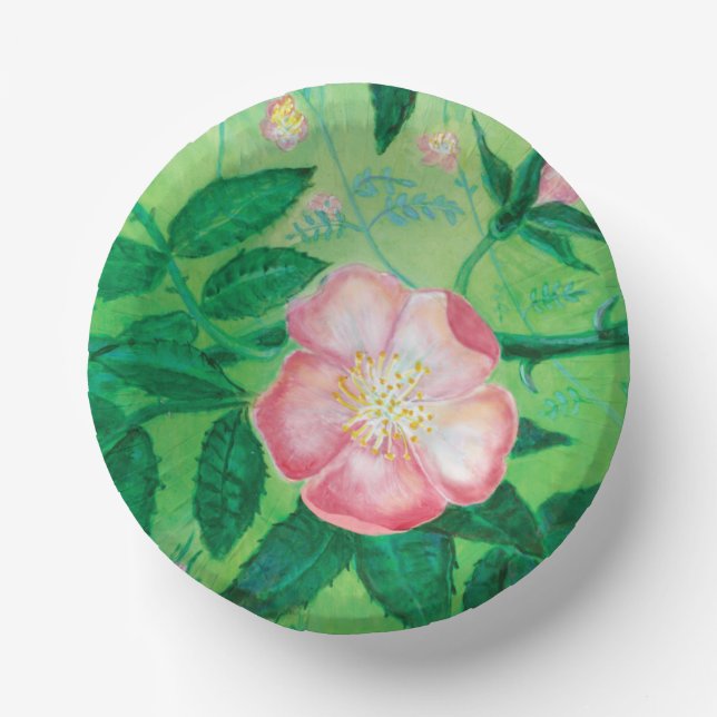 Bols En Carton Fleurs roses sauvages Illustration (Recto)