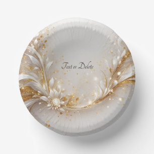 Bols En Carton Flore d'or blanc