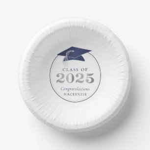 Bols En Carton Graduation 2025 Faux Métallic marine bleu argent