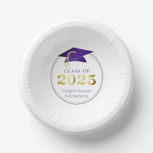 Bols En Carton Graduation 2025 Faux Metallic Purple Gold