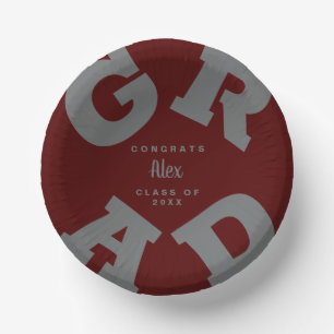 Bols En Carton Graduation Gris Gris sur Maroon foncé
