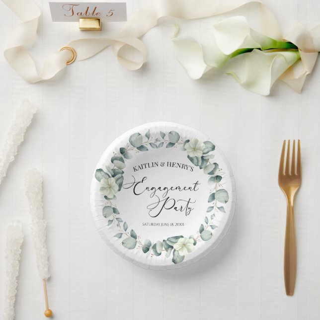 Bols En Carton Green Eucalyptus Feuille Botanical Engagement Part (Mariage)