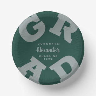 Bols En Carton Gris personnalisé sur le vert foncé Graduation