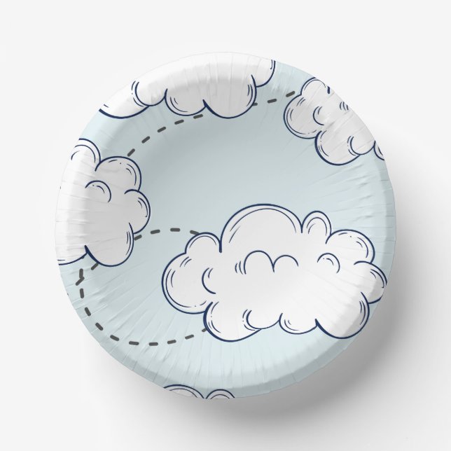 Bols En Carton Heure Vol Avion Nuages Anniversaire (Recto)