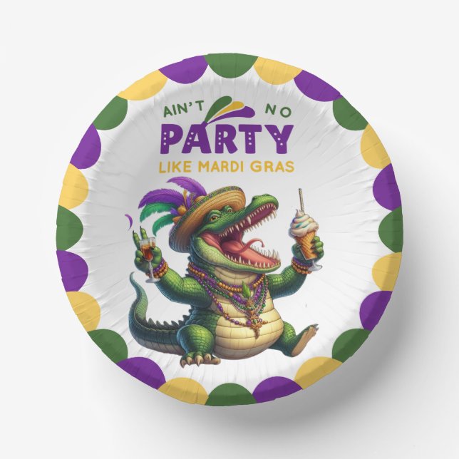Bols En Carton Heureux Mardi Gras Alligator (Recto)