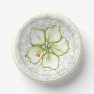 Bols En Carton Hibiscus & dentelle BLANC