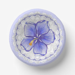 Bols En Carton Hibiscus & dentelle BLEU