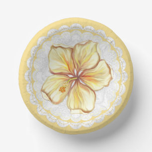 Bols En Carton Hibiscus & dentelle JAUNE