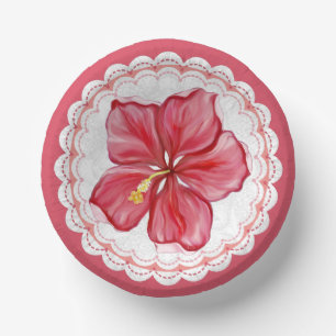 Bols En Carton Hibiscus & dentelle RED