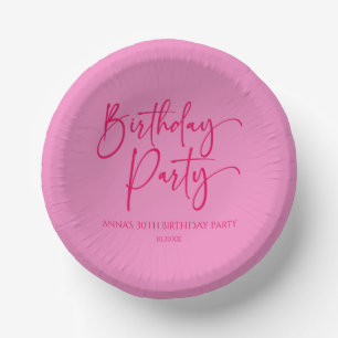 Bols En Carton Hot rose moderne minimaliste fête d'anniversaire