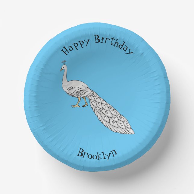 Bols En Carton Illustration d'oiseau de paon blanc (Recto)