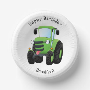 Bols En Carton Illustration du joli joyeux tracteur agricole vert