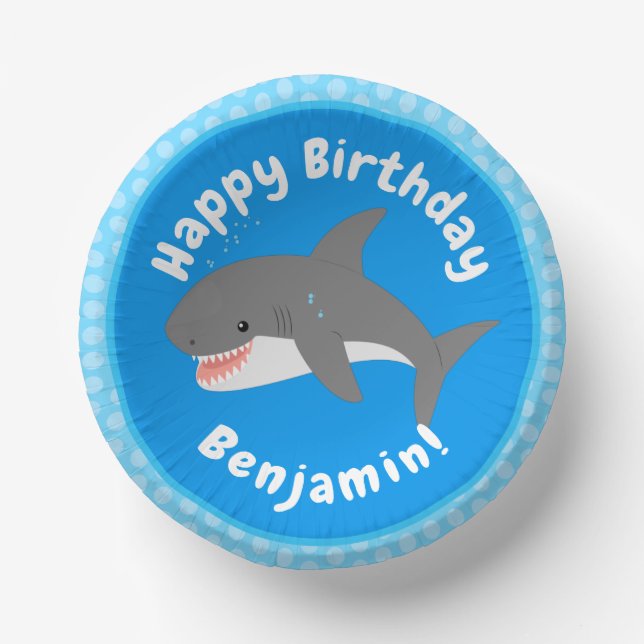 Bols En Carton Illustration joyeuse du grand requin blanc (Recto)