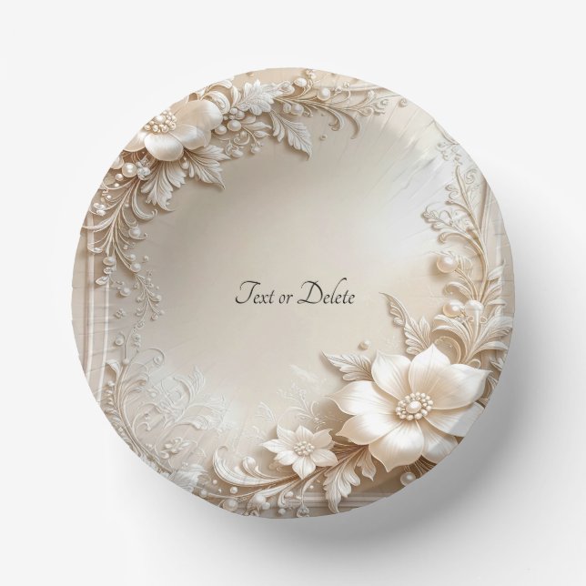 Bols En Carton Ivory Flowers (Recto)