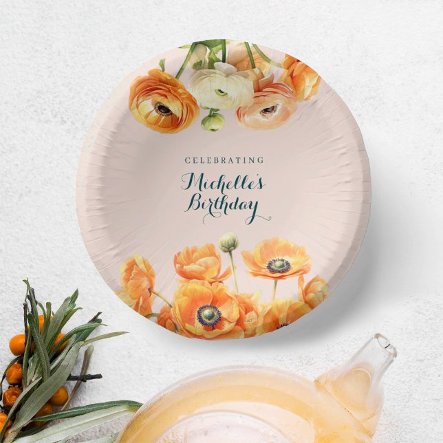 Bols En Carton Jardin rose orange rustique Fête d'anniversaire (Créateur téléchargé)