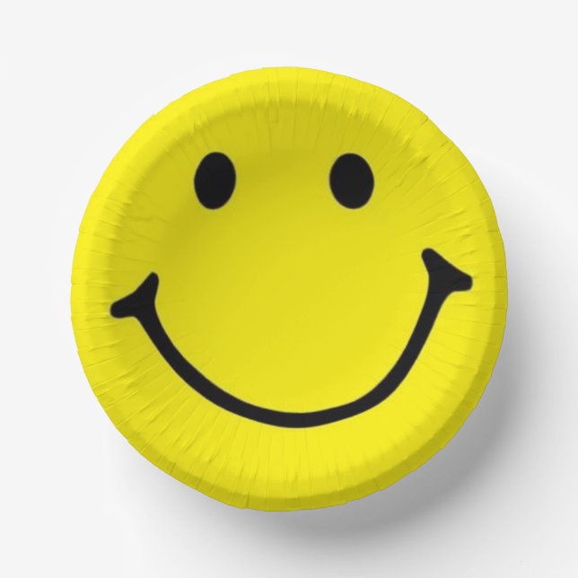 Bols En Carton Jaune brillant et joyeux visage souriant (Recto)