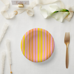 Bols En Carton Jaune et orange bandes verticales rose