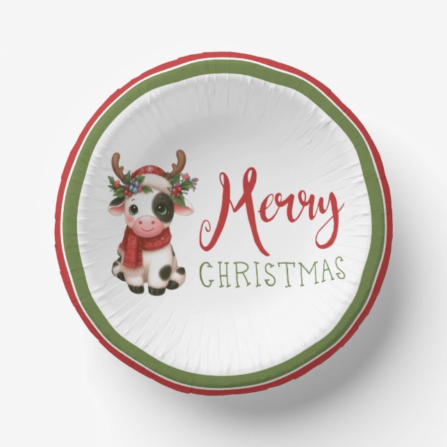 Bols En Carton Jolie vache de Noël mignonne (Recto)