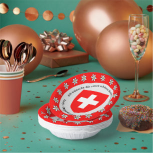 Bols En Carton Jour national suisse Drapeau Edelweiss
