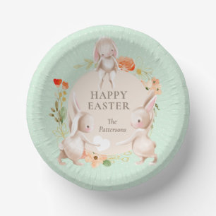 Bols En Carton Joyeux lapins lapins de Pâques Floral Personnalisé