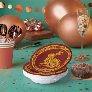 Bols En Carton Joyeux Nouvel An Chinois 2023 Rabbit Red Gold 7"