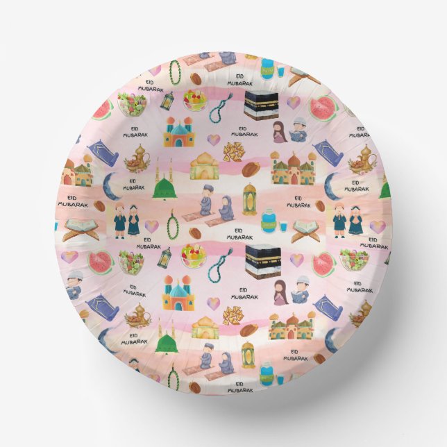 Bols En Carton Kids Eid Mubarak Paper Bowl – Colourful Islamic (Recto)