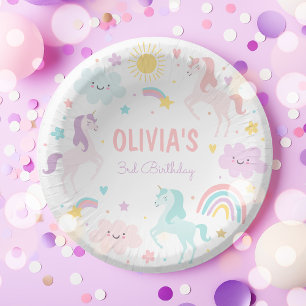 Bols En Carton Magic Pastel Unicorn Rainbow Birthday Party