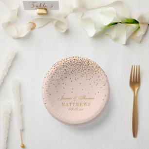 Bols En Carton Mariage Confetti en or rose et glam