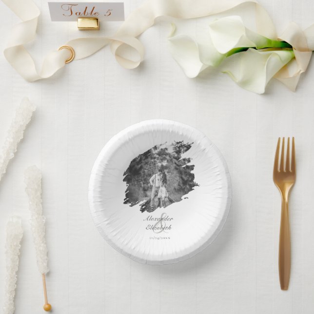 Bols En Carton Mariage photo moderne Brushstroke | BLANCHE (Mariage)