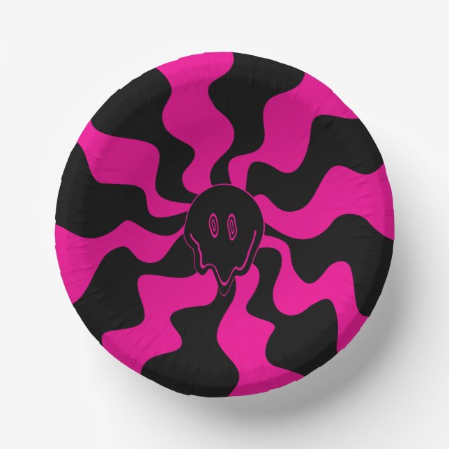 Bols En Carton Melt de sourire - Magenta et noir (Recto)